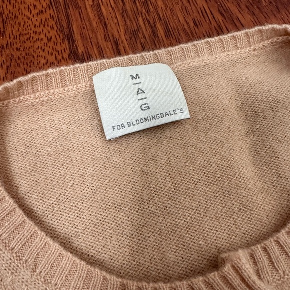 MAG for Bloomingdale’s Classic Crewneck Button-Front Tan Cashmere Luxe Cardigan - Picture 7 of 9